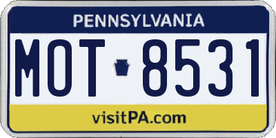 PA license plate MOT8531