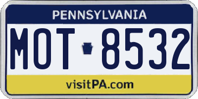 PA license plate MOT8532