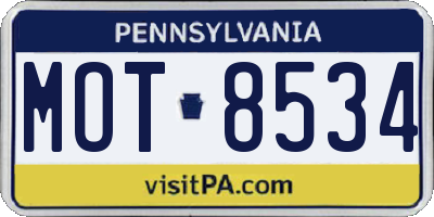 PA license plate MOT8534