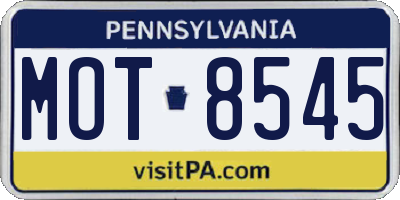 PA license plate MOT8545