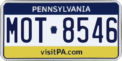 PA license plate MOT8546