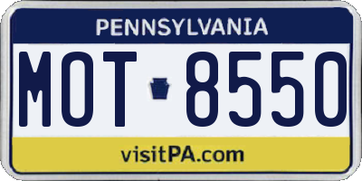 PA license plate MOT8550