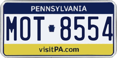 PA license plate MOT8554
