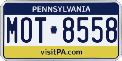 PA license plate MOT8558