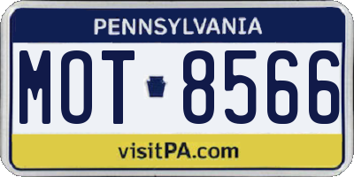 PA license plate MOT8566