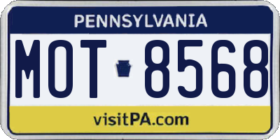 PA license plate MOT8568