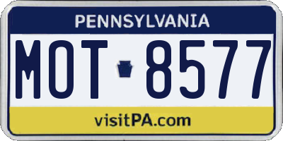 PA license plate MOT8577