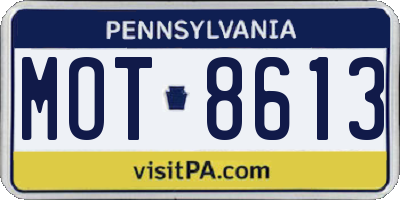 PA license plate MOT8613