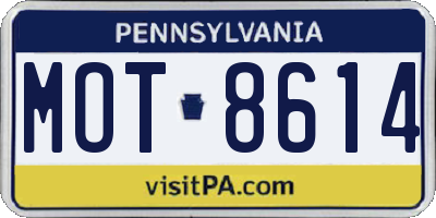PA license plate MOT8614