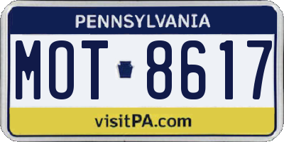 PA license plate MOT8617
