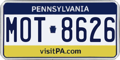 PA license plate MOT8626