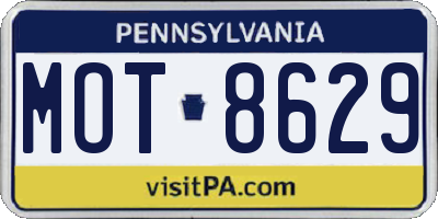 PA license plate MOT8629