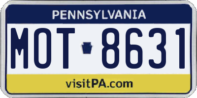 PA license plate MOT8631