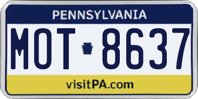 PA license plate MOT8637