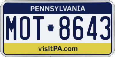 PA license plate MOT8643