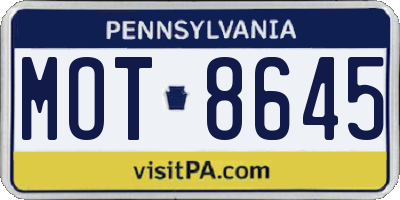 PA license plate MOT8645