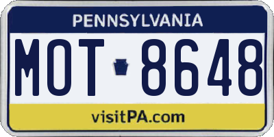 PA license plate MOT8648