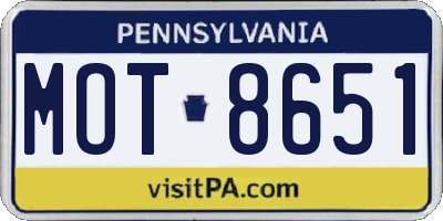 PA license plate MOT8651