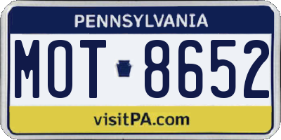 PA license plate MOT8652