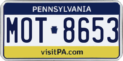 PA license plate MOT8653