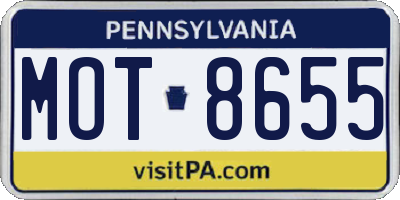 PA license plate MOT8655