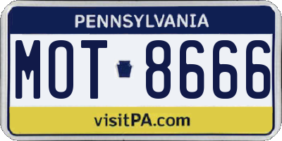PA license plate MOT8666