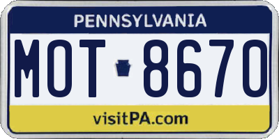 PA license plate MOT8670
