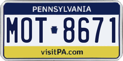 PA license plate MOT8671