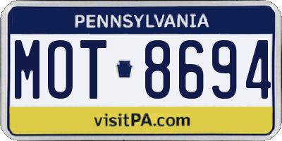PA license plate MOT8694