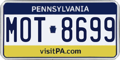 PA license plate MOT8699