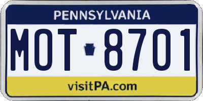 PA license plate MOT8701