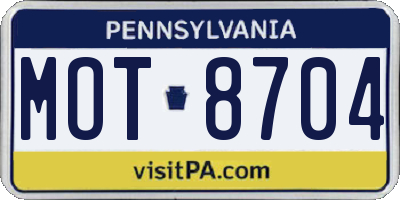 PA license plate MOT8704