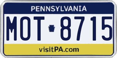 PA license plate MOT8715
