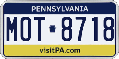 PA license plate MOT8718