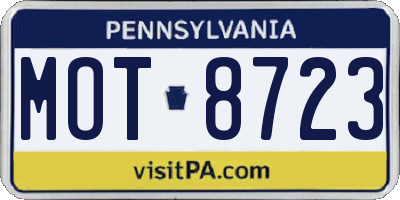 PA license plate MOT8723