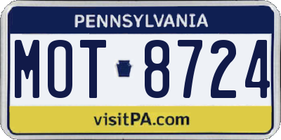 PA license plate MOT8724