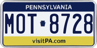 PA license plate MOT8728