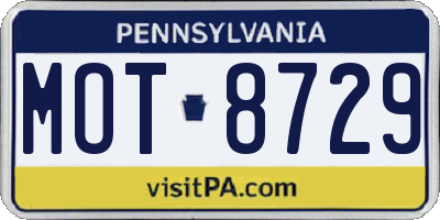 PA license plate MOT8729