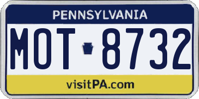 PA license plate MOT8732