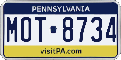 PA license plate MOT8734