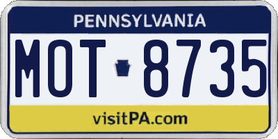 PA license plate MOT8735