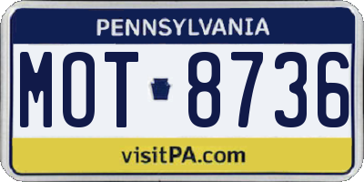 PA license plate MOT8736