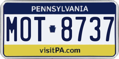 PA license plate MOT8737