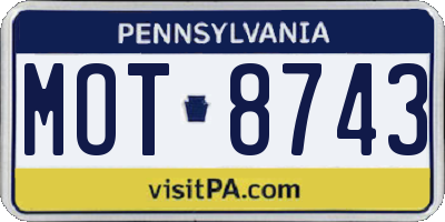 PA license plate MOT8743