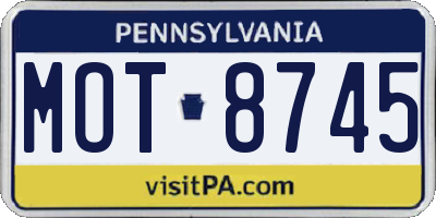 PA license plate MOT8745
