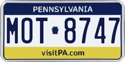 PA license plate MOT8747