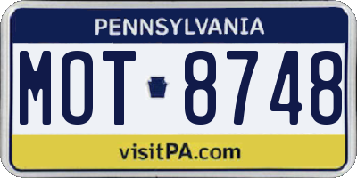 PA license plate MOT8748