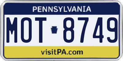 PA license plate MOT8749