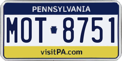 PA license plate MOT8751