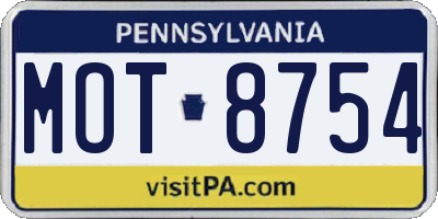 PA license plate MOT8754